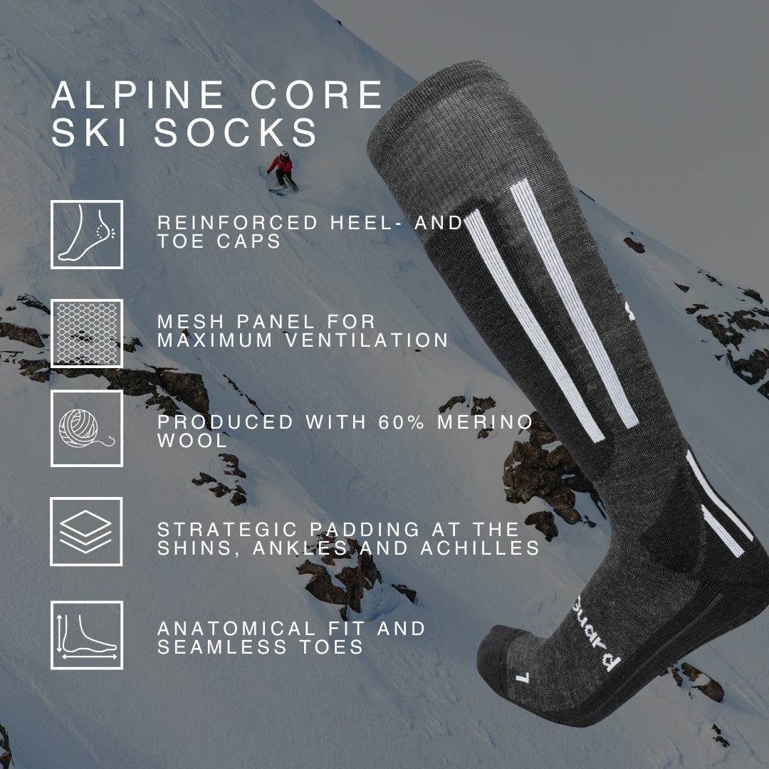 liiteGuard ALPINE CORE SKI SOCKS Long socks Dark Grey Melange/Black