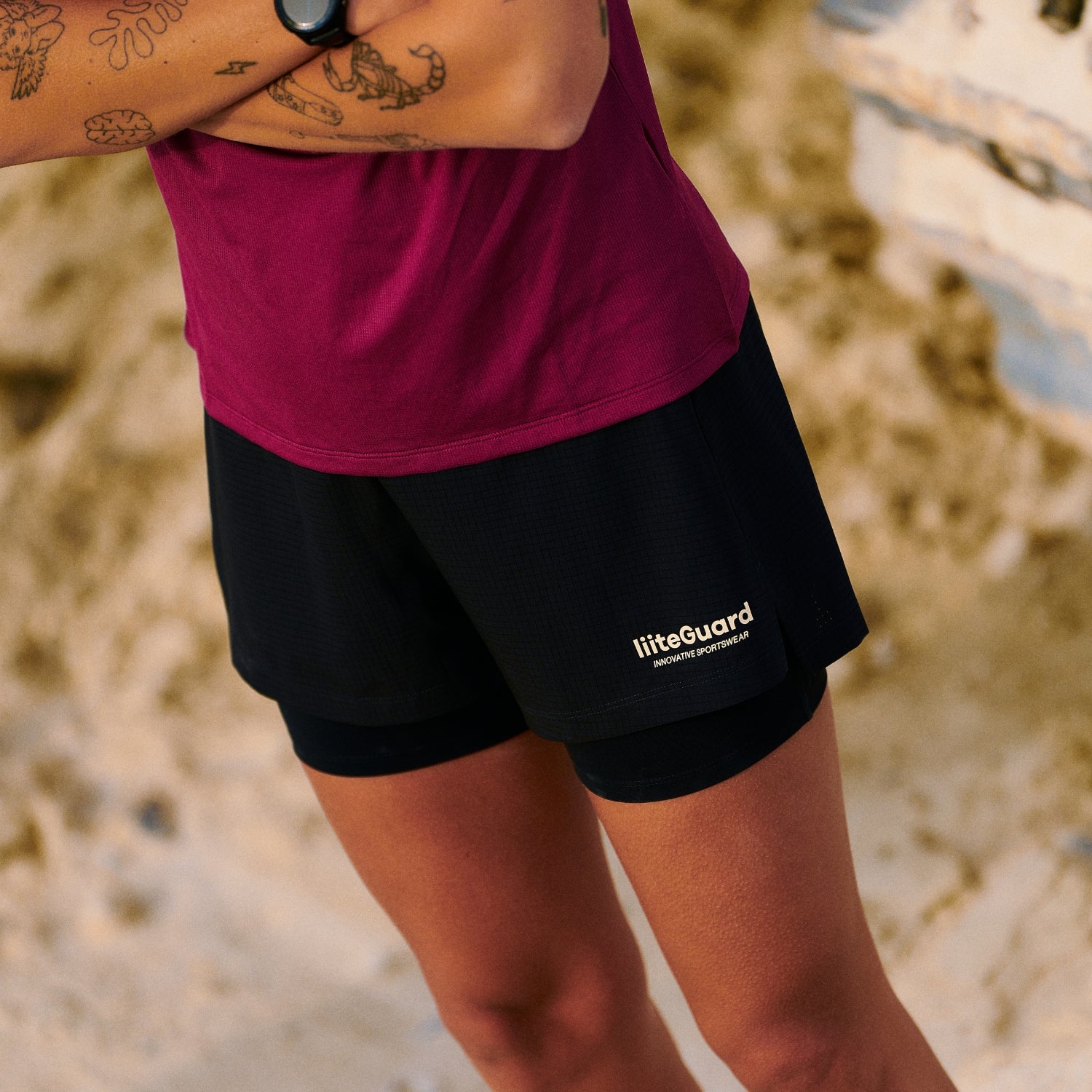 liiteGuard GLU-TECH RUNNING 2IN1 SHORTS (WOMEN) Shorts BLACK