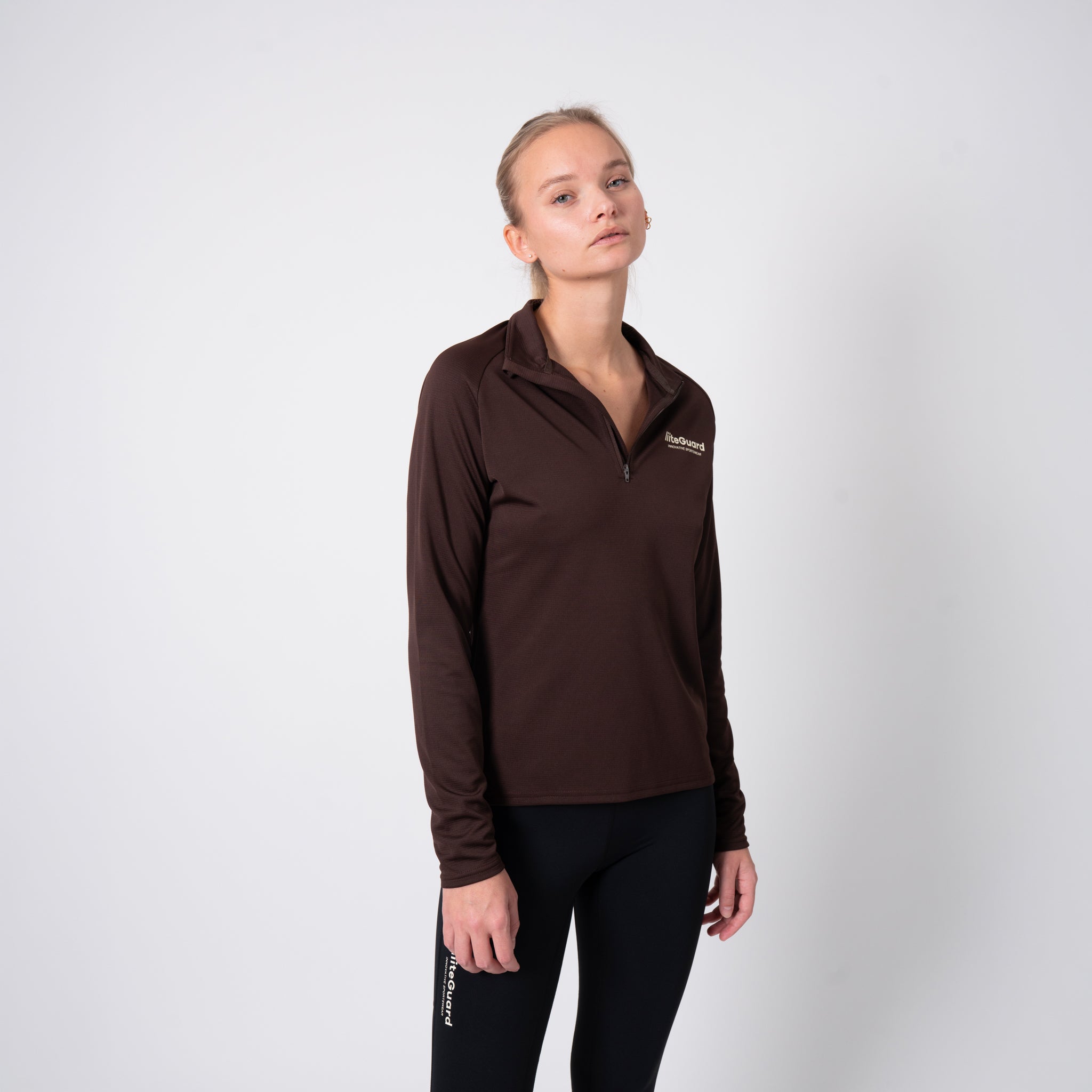 liiteGuard GROUND-TECH 1/4 ZIP SHIRT (WOMEN) Zippers Coffee Bean