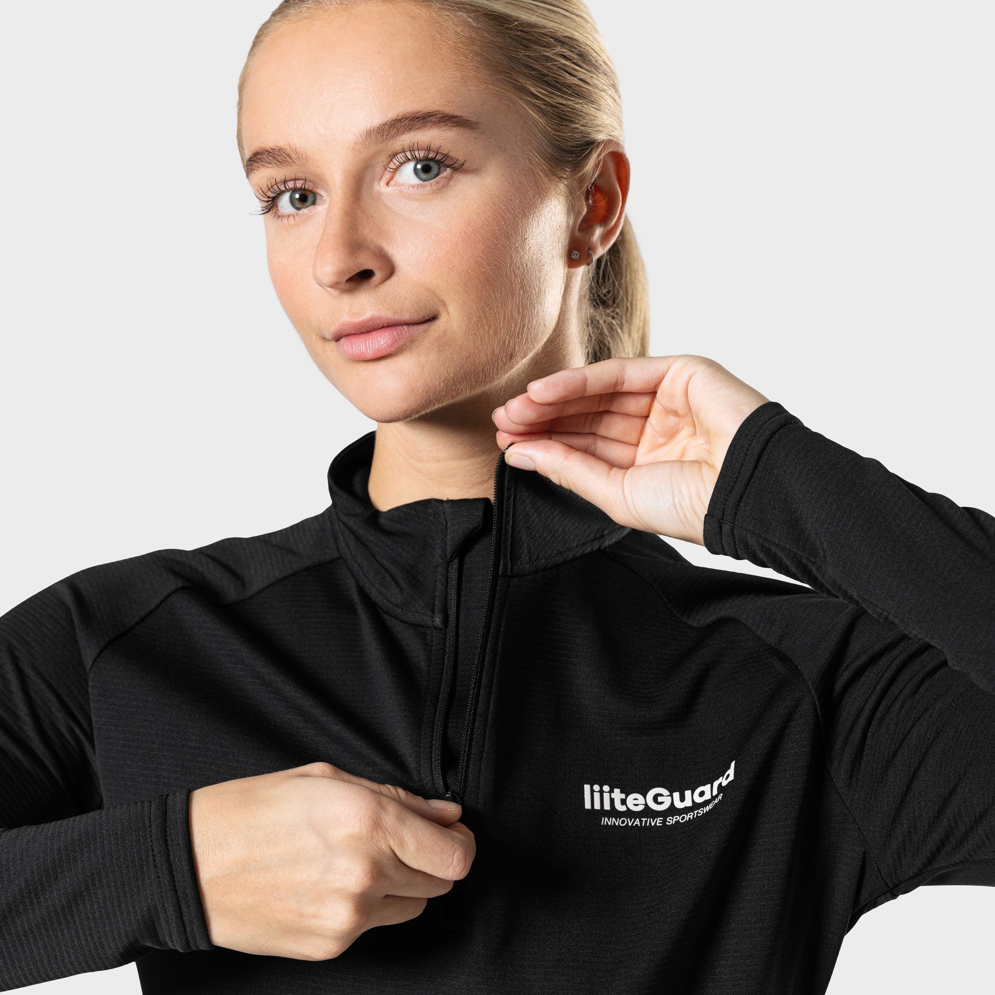 liiteGuard GROUND-TECH 1/4 ZIP SHIRT (WOMEN) Zippers BLACK