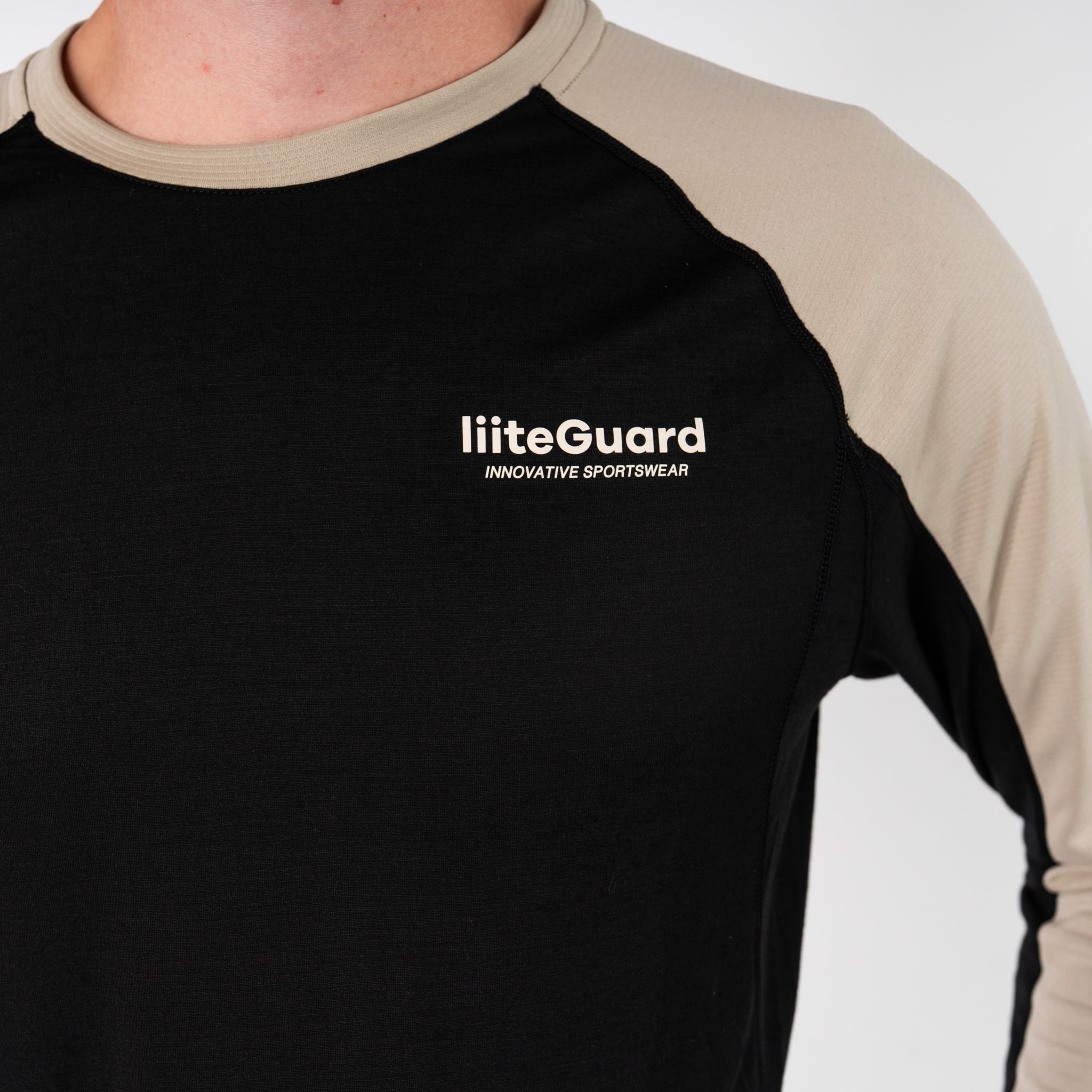 liiteGuard MERINO HYBRID LONG SLEEVE (MEN) Long Sleeve T-shirts Black/Sand