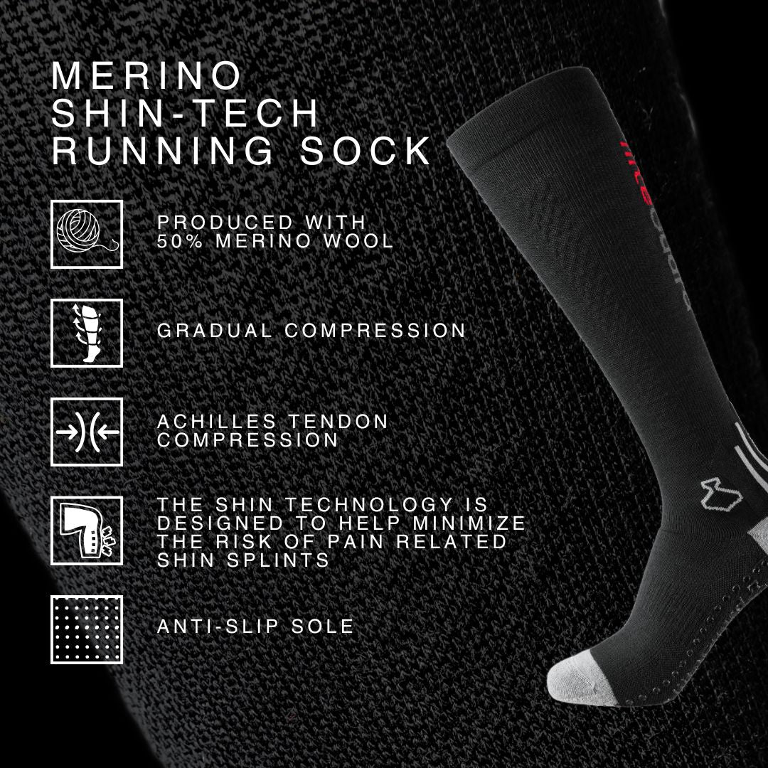 liiteGuard MERINO SHIN-TECH GRIP RUNNING SOCK Long socks BLACK