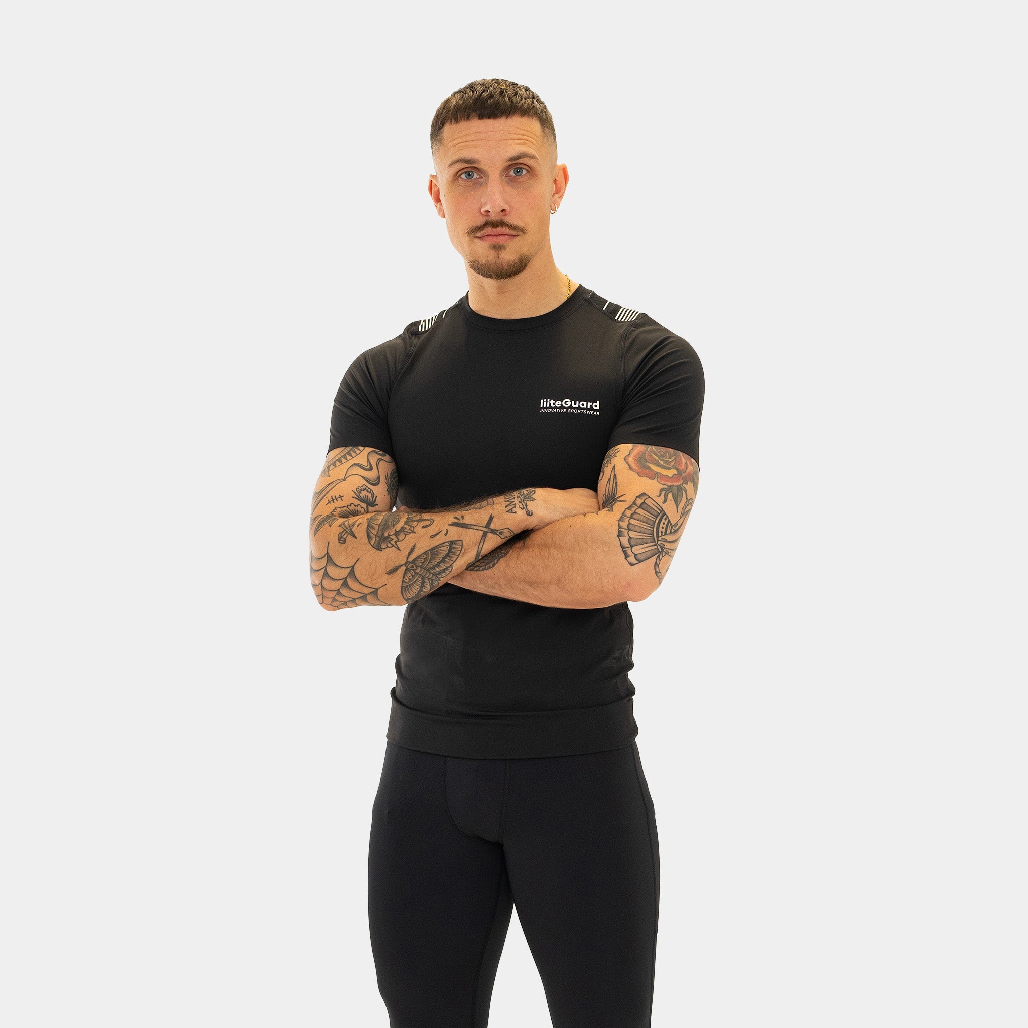 liiteGuard SPINE-TECH BASELAYER SS (MEN) Baselayer BLACK