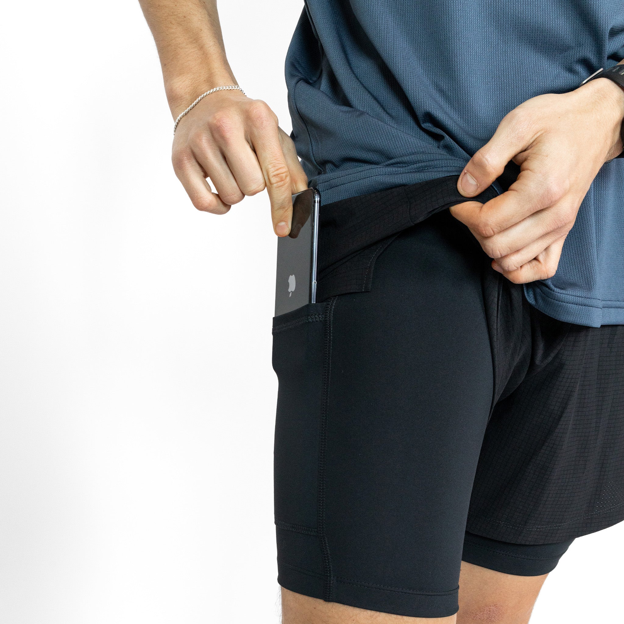 liiteGuard GLU-TECH RUNNING 2IN1 SHORTS (MEN) Shorts BLACK