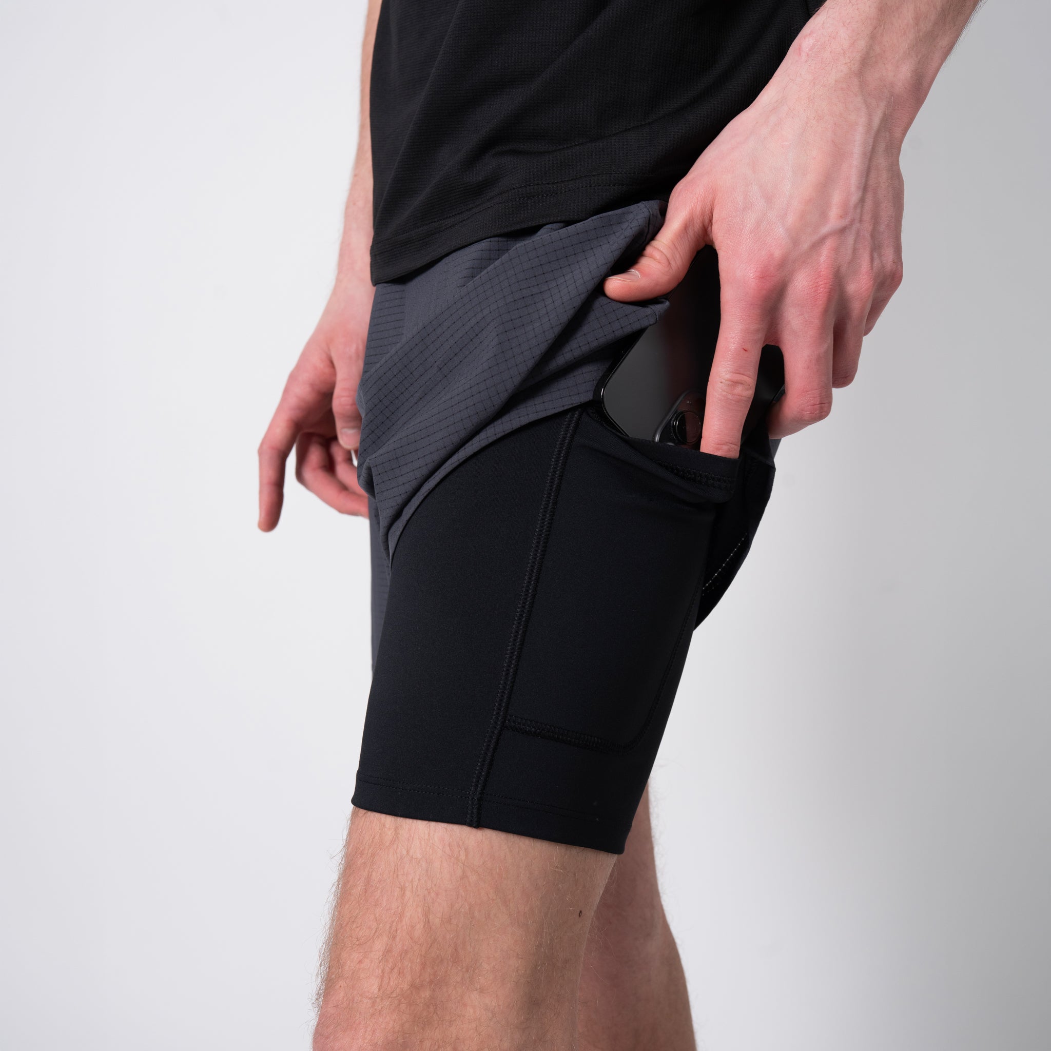 liiteGuard GLU-TECH RUNNING 2IN1 SHORTS (MEN) Shorts Ebony