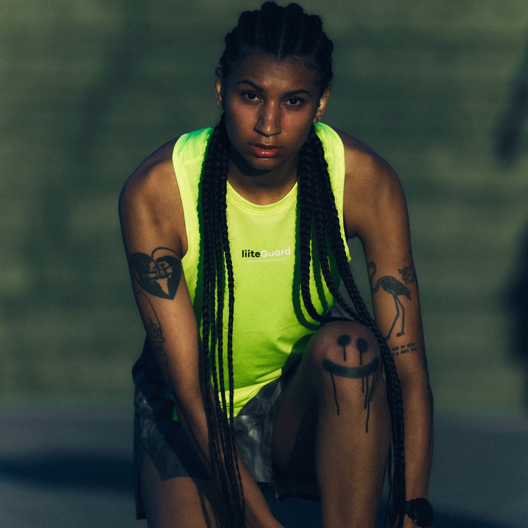 liiteGuard RACE GROUND-TECH SINGLET (WOMEN) Singlet Neon Yellow w. Grey AOP