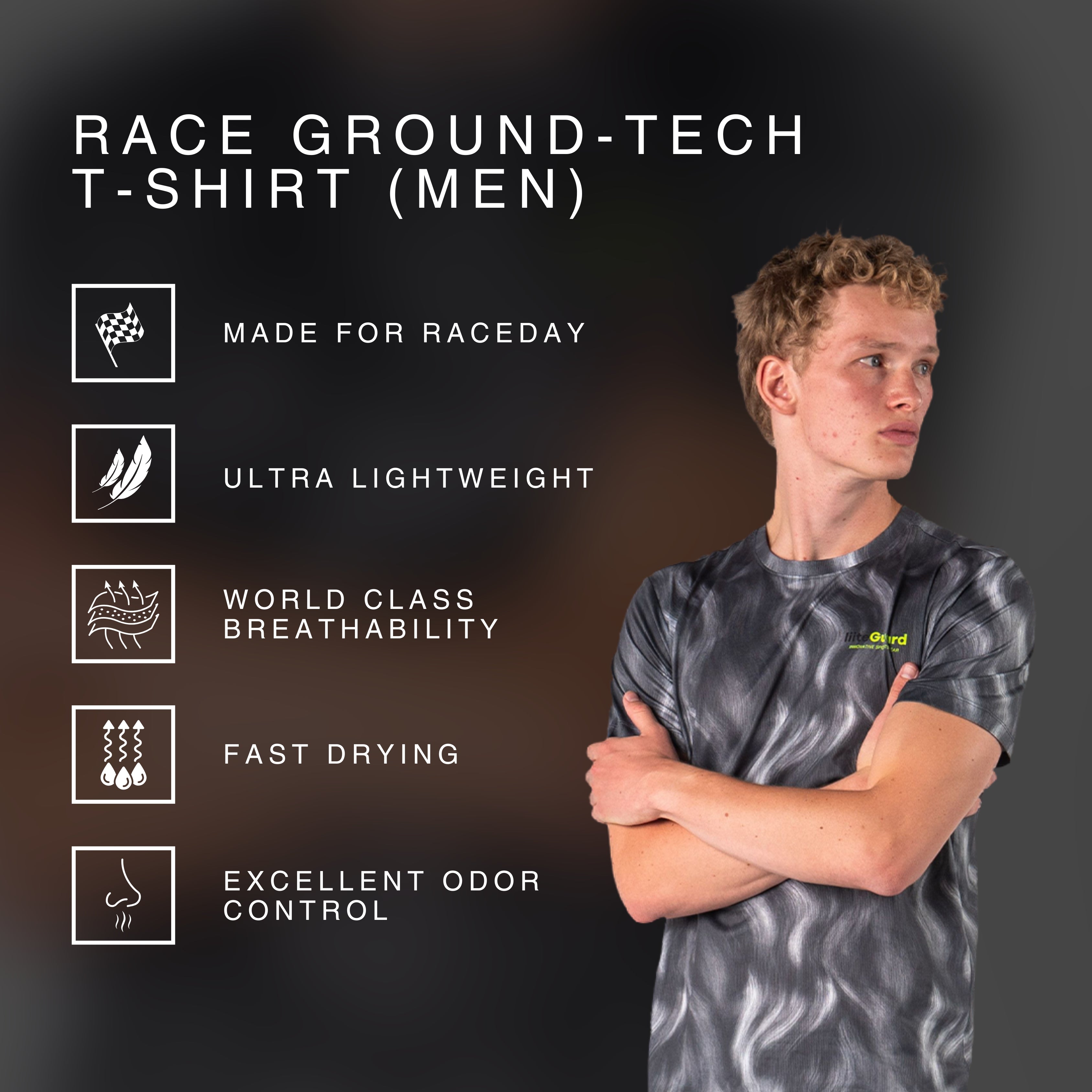 RACE GROUND-TECH T-SHIRT (MEN) - Grey AOP