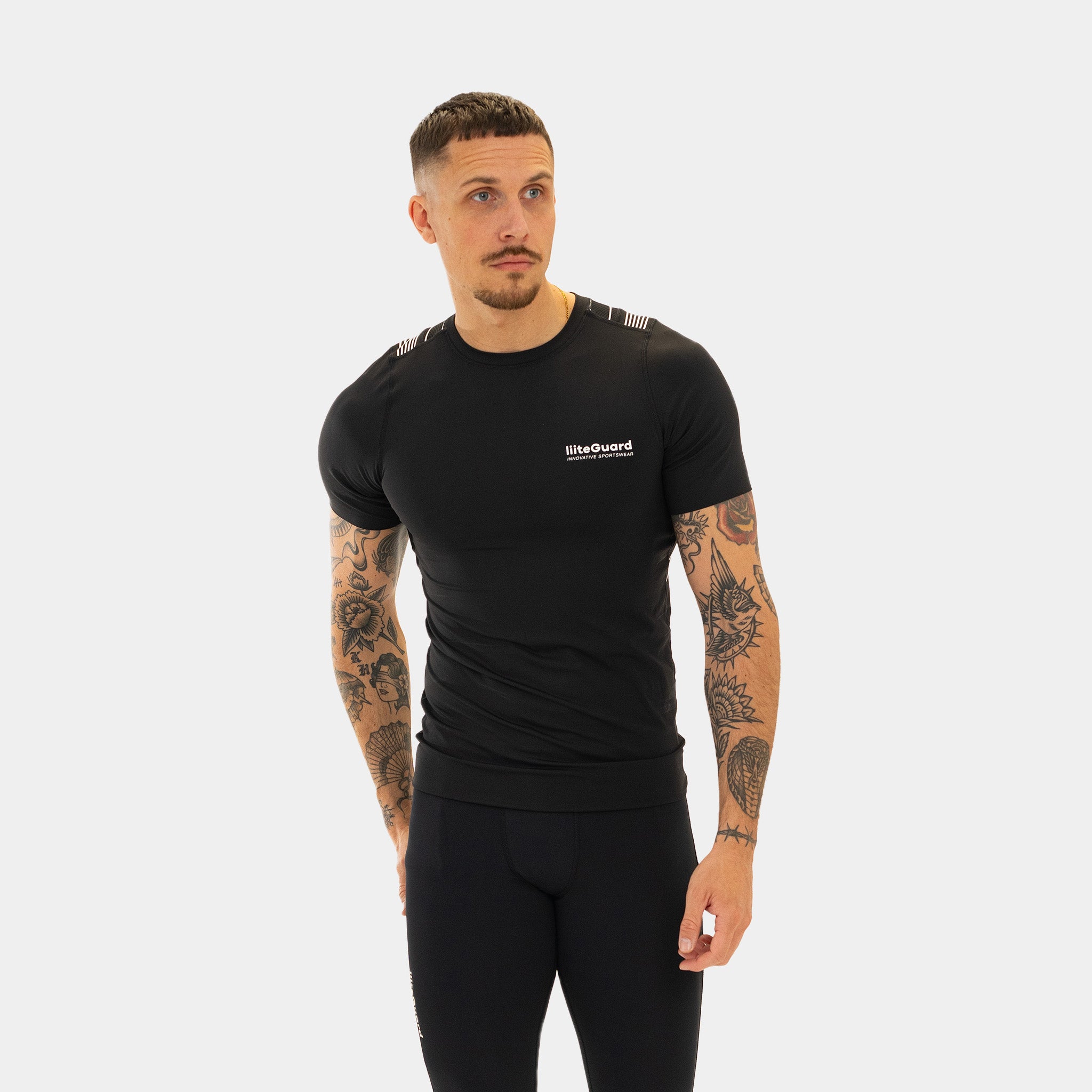 liiteGuard SPINE-TECH BASELAYER SS (MEN) Baselayer BLACK